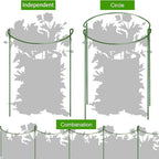 HiGift 16 Pack Plant Support Stakes, Half Round Metal Garden Plant Stake Indoor Peony Cages and Supports, Green Plant Support Ring Border for Tomato,Hydrangea,Flower Outdoor (10" Wide x 15.8" High)