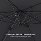 PURPLE LEAF 8' X 8' Patio Umbrella with Steel Plate Base for Pool 7' High Offset Outdoor Cantilever Umbrella Swimming Pool Umbrella with 360°Rotation for Poolside Grey