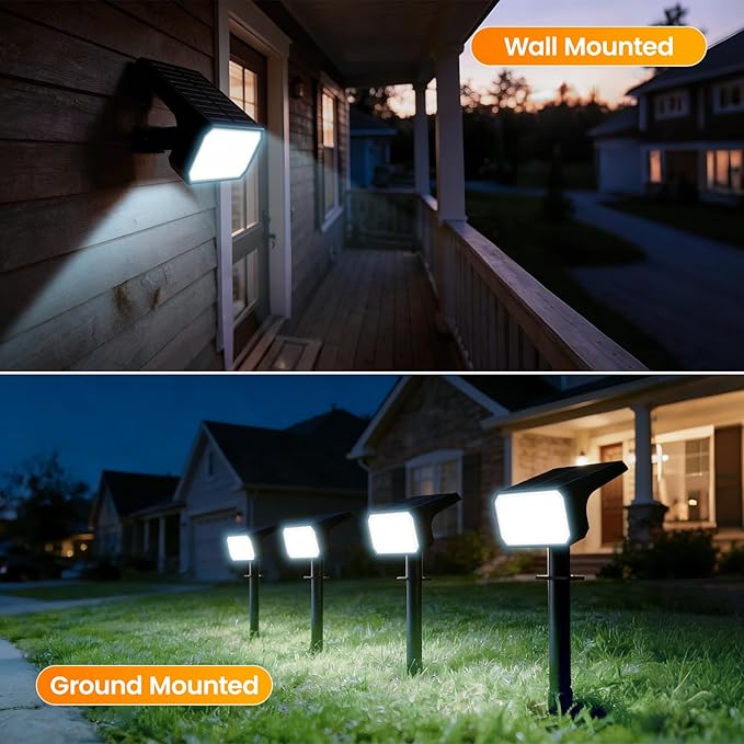 Fabrito Solar Spot Lights Outdoor 8 Pack, [108Leds, 4 Modes] Auto On/Off Spotlights, IP67 Waterproof Landscape Lights for Tree, Yard, Patio, Pool, Pathway, Driveway, Cool White