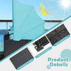 Salches Outdoor Daybed, Patio Daybed with Retractable Canopy, High-Resilient Soft Cushions, Foldable Side Trays, Outdoor Bed Loveseat for Garden, Backyard, Porch (Turquoise)
