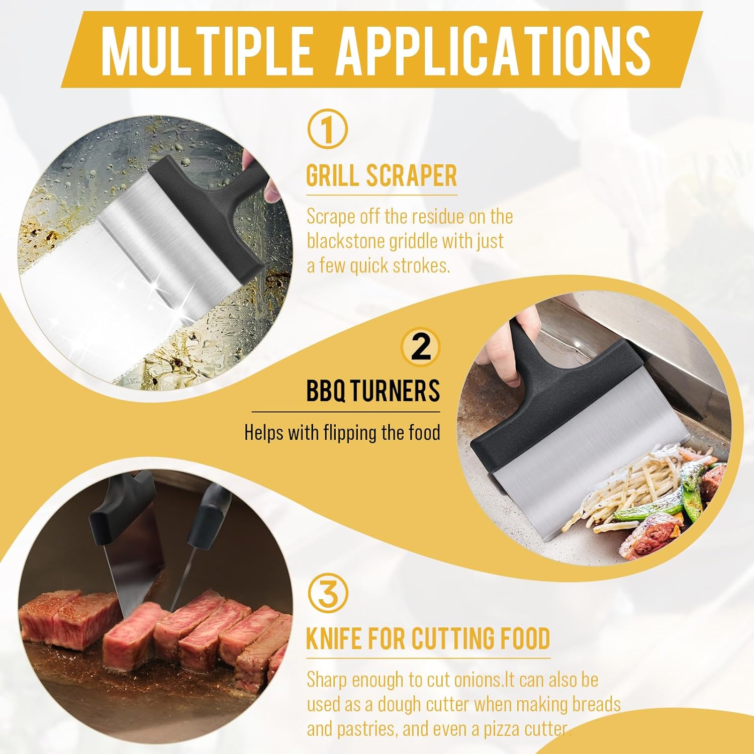 Heavy Duty Griddle Scraper for Blackstone with 5" Handle | Sturdy Food Scraper Tool Kitchen for Blackstone Grill Accessories,Outdoor Barbecue Turners Tools