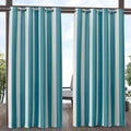 Exclusive Home Canopy Stripe Indoor/Outdoor Grommet Top Curtain Panel, 54"x96", Teal / White, Set of 2
