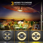 Eletorot Patio Umbrella Lights-Rechargeable Outdoor Lights for Patio Decor | Patio Table Pole Light 28 LED 3 Lighting Modes, Patio Lighting Pool Accessories, Backyard Decor, BBQ, Garden, Camping