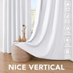 H.VERSAILTEX 100% Blackout Curtains for Bedroom Thermal Insulated Linen Textured Curtains Heat and Full Light Blocking Drapes Living Room Curtains 2 Panel Sets, 52x72 - Inch, Pure White