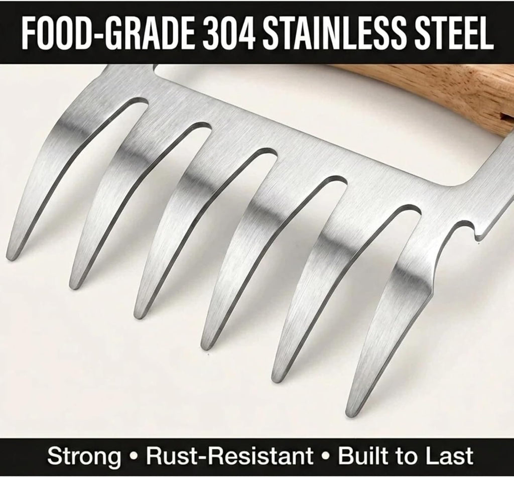 Meat Shredder Claws, Bear Claws Meat Shredder for Pulled Pork & Chicken, 304 Stainless Steel Meat Claws with Wooden Handles, BBQ Tool Gift