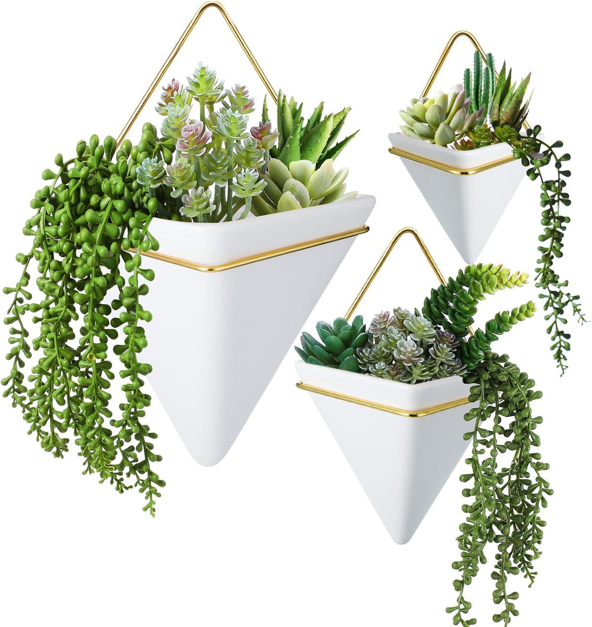 3 sets ceramic wall hanging planters indoor 3, main product view