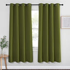 NICETOWN Blackout Curtain for Girls Room - Thermal Insulated Solid Grommet Room Darkening Curtain/Panel/Drape for Bedroom (Olive Green, Single Panel, 52 by 72-inch)
