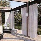SpaceDresser Waterproof Outdoor Sheer Curtains for Patio - 2 Panels Rod Pocket Indoor Voile Sheer Curtain for Living Room,100W x 84L inch, Silver Grey