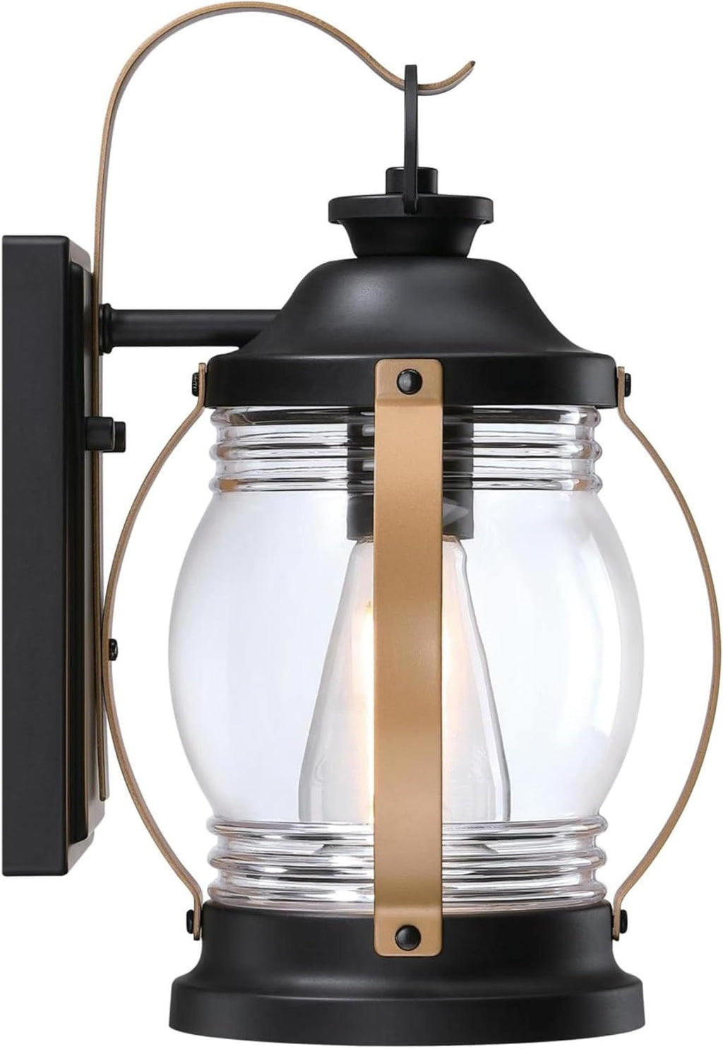 Westinghouse 61391EC Canyon Craftsman-Style One Light Outdoor Wall Fixture with Dusk to Dawn Sensor, Heirloom Brass Finish, Clear Glass