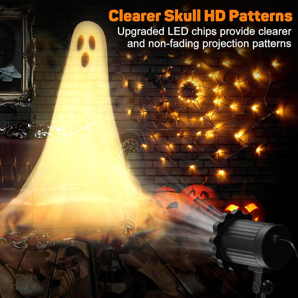 Halloween Projector Lights Outdoor,3D Dynamic Ghost Decorations Light,2026 Upgraded Clearer Ghost HD Patterns,Holiday Light for Home Window Wall Halloween Garage Door Decor