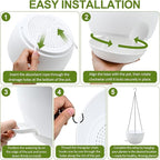 WOUSIWER Self Watering Hanging Planters, 2 Pack 10'' Plastic Pots with Drainage Holes & Reservoir Tray (White) | Indoor & Outdoor Use for Ferns, Ivy, Herbs, Succulents
