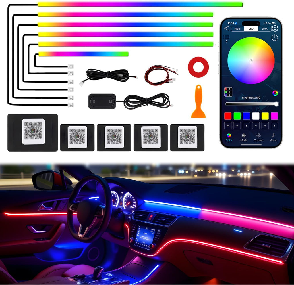 dreamcolor acrylic interior car led strip lights, 6, main product view