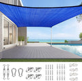 Quictent 20X20FT 185G HDPE Square Sun Shade Sail Canopy 98% UV Block Outdoor Patio Garden with Hardware Kit Blue