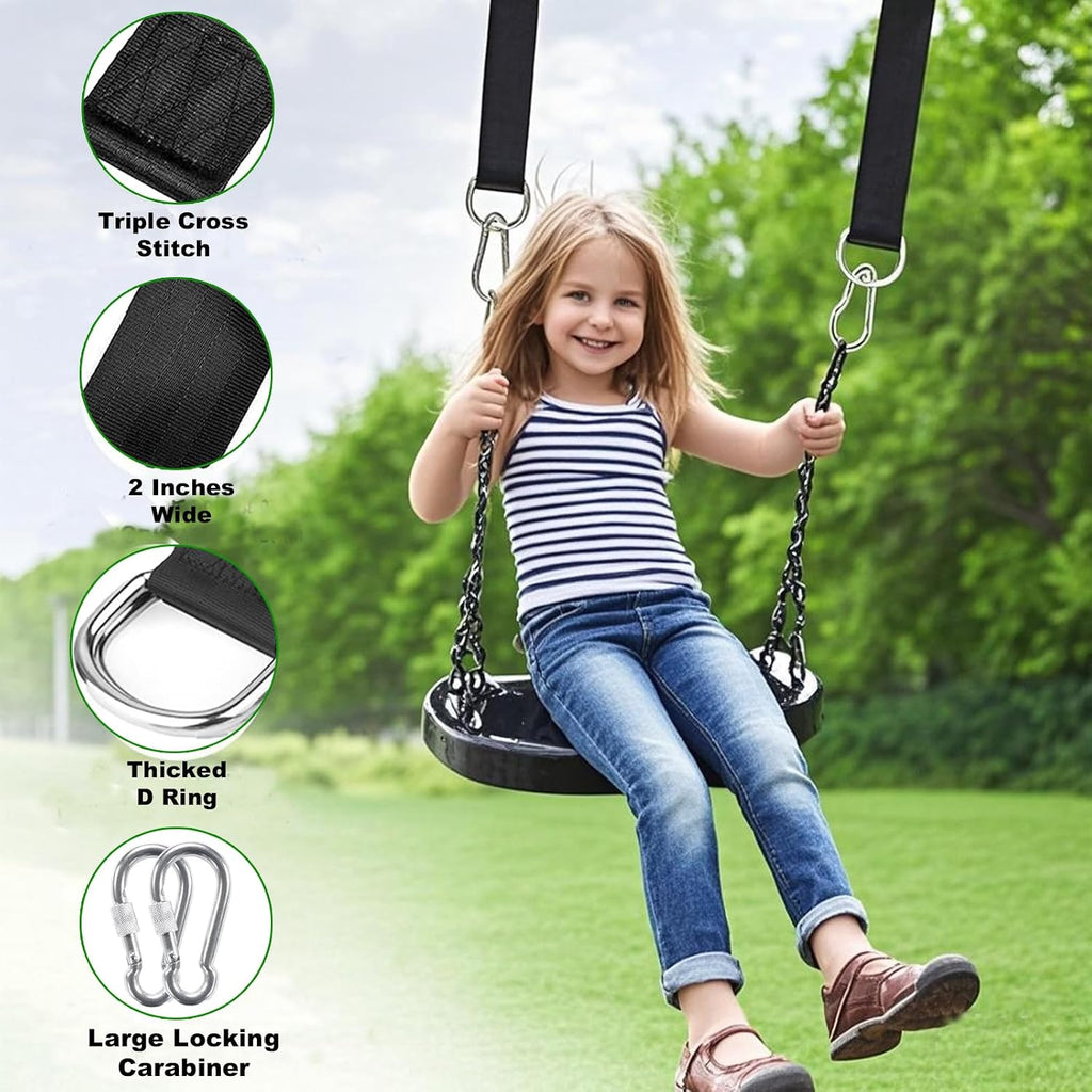 Tree Swing Hammock Straps Kit 3FT, Strong & Durable Tree Swing Straps Hanging Kit with Tree Protector, Safer Lock Snap Carabiner Hooks, Holds Up to 5000 lbs, Safer & Easy Installation for Baby Adults