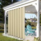 BONZER Waterproof Indoor/Outdoor Curtains for Patio Thick Privacy Extra Wide Grommet Curtains for Bedroom, Living Room, Porch, Pergola, Cabana, 1 Panel, 150W x 108L inch, Cream