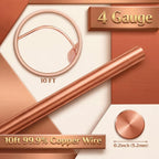 therwen 10ft 4 gauge copper wire for jewelry, side view