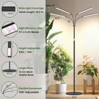 LBW Grow Lights for Indoor Plants, 75" Tall Full Spectrum Plant Grow Light | 228 LEDs Full Spectrum Grow Light with Stand, 6/8/12/16H Timer, 3 Color Modes, 360°Flexible Gooseneck, 4 Heads, Black