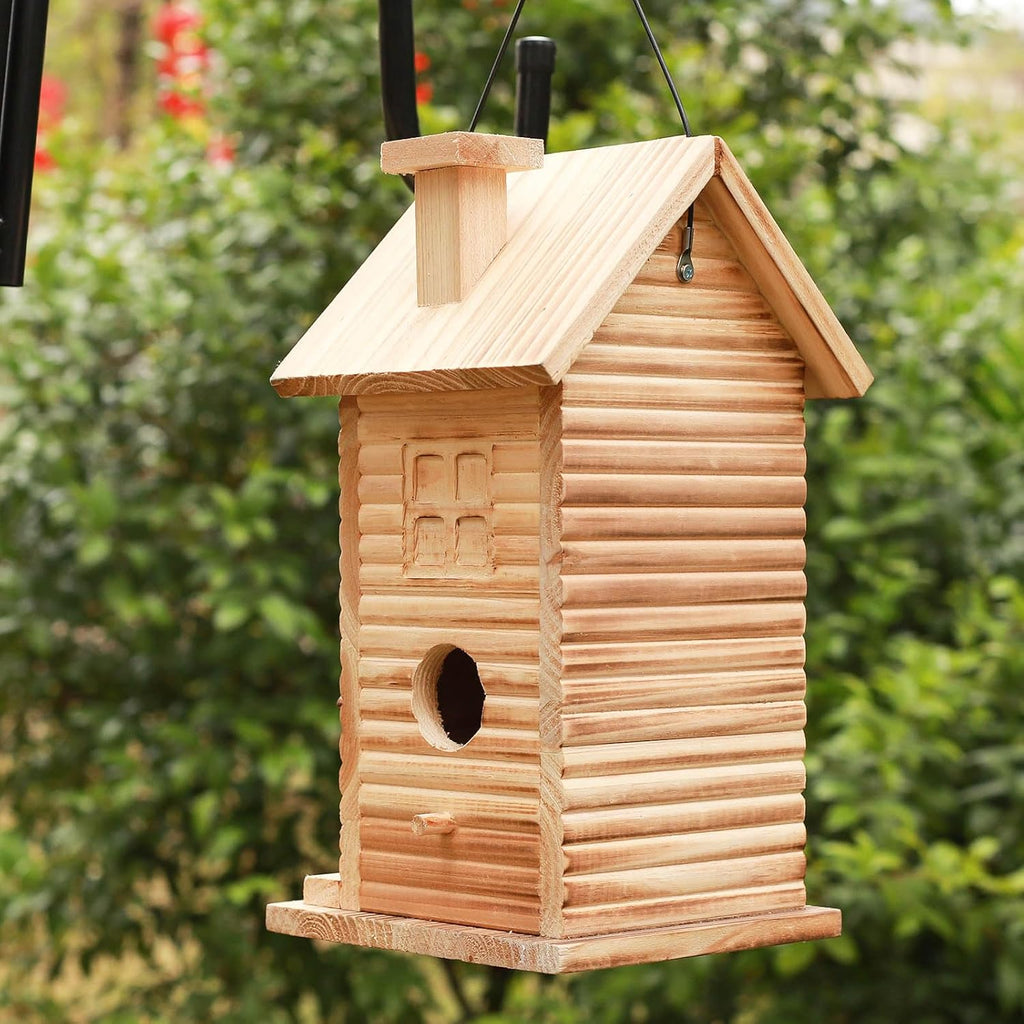 Bird House Outdoor Bird Houses for Outside Clearance,2 Hole Wooden BlueBirdHouse Finch Cardinals Hanging Birdhouse 2 Rooms Nesting Box for Wild Bird Viewing