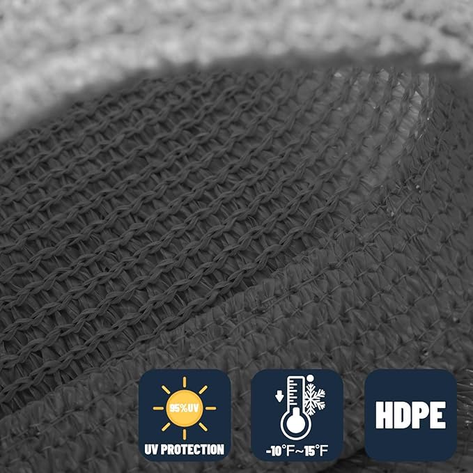SUNNY GUARD Custom Size 12'x25' Rectangle Dark Grey UV Block Sunshade for Backyard Yard Deck Patio Garden Outdoor Activities and Facility(Customized)