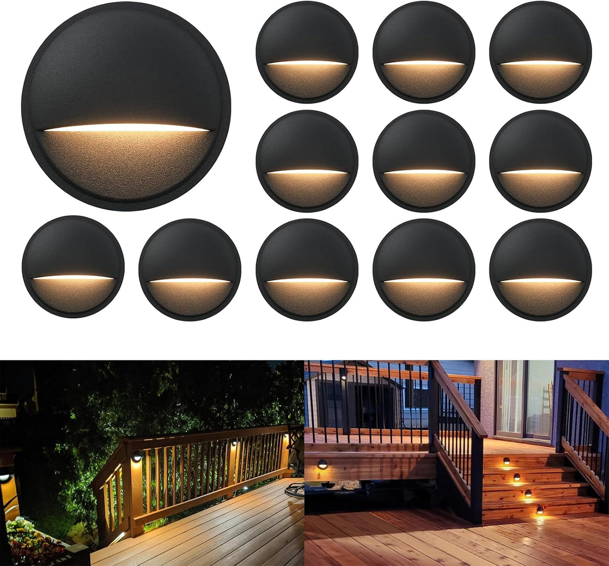 gkoled 12 pack low voltage led deck lights, main product view