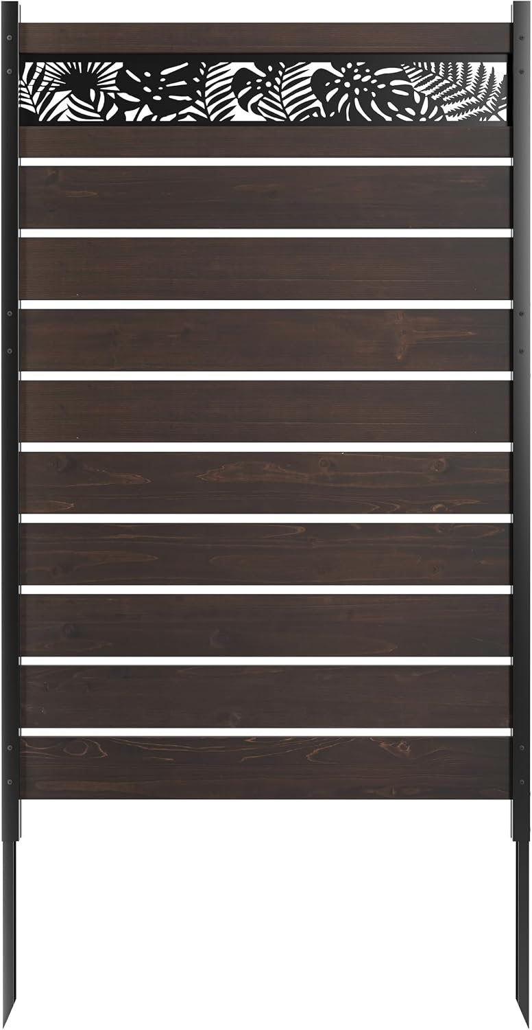 wood privacy screen, no dig outdoor fence,dark brown, main product view