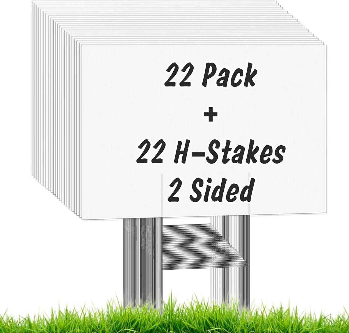 blank yard signs with stakes, ikayas 17x12inch white, main product view