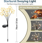 Solar Garden Lights 6 Pack Waterproof Swaying Starburst Light Solar Outdoor Lights for Yard Patio Walkway Pathway Party Wedding Decoration, Unique Gifts for Women, Warm White