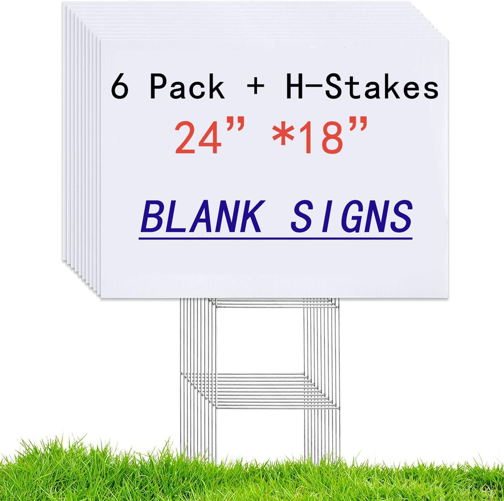 24"x18" white blank lawn yard signs corrugated plastic, main product view