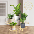 5-piece set of metal plant potted flower racks, heavy-duty flower pot plant racks of different sizes, iron flower racks, suitable for indoor and outdoor home decoration (Black) (5, Gold)