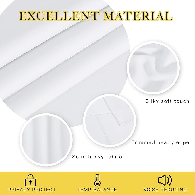 NICETOWN Sliding Door Window Treatment Blackout Patio Door Curtain Panels, Privacy Thermal Drapes for Bedroom Living Room Department with Grommet Top (White, W66 x L110)