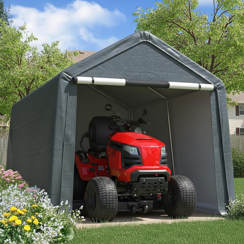 quictent 8x10ft carport shelter storage shed with roll-up, main product view