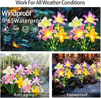 Solar Garden Lights 6 Pack LEDs Solar Lilies Flower Lights, Yard Patio Pathway Decoration High Flexibility Copper Wire Handmade Silk Artificial Flowers Never Wither, Gift for Family Friends
