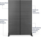 Metal Privacy Screen with Stand 72" H×47" W Outdoor Freestanding Privacy Screen & Panels, Outdoor Privacy Screen for Deck Patio Balcony(Black-Louvered)