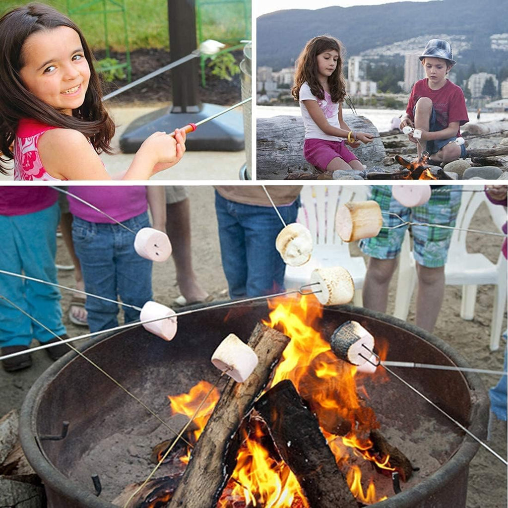 Marshmallow Roasting Sticks Smores Stick for Fire Pit - Hot Dog Campfire Skewers Mashmellow Camping 32 Inch Long Extendable Forks 5 Pack