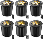 HIBOITEC Low Voltage Landscape Lights 12W, LED Outdoor In-Ground Lights | 1200LM Ultra Bright Waterproof IP67 Pathway Lights, 12-24V AC/DC Landscape Lighting for Yard Garden Tree Uplighting, 6 Pack