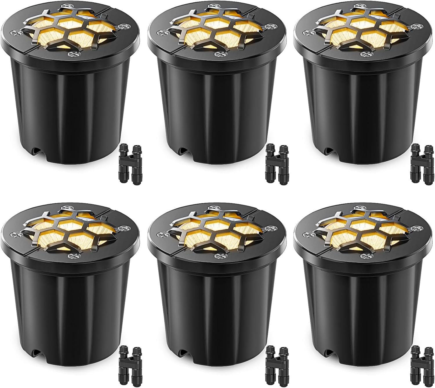 HIBOITEC Low Voltage Landscape Lights 12W, LED Outdoor In-Ground Lights | 1200LM Ultra Bright Waterproof IP67 Pathway Lights, 12-24V AC/DC Landscape Lighting for Yard Garden Tree Uplighting, 6 Pack
