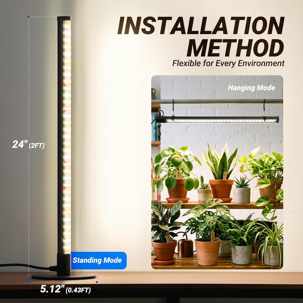 Barrina T10 Standing Grow Light for Indoor Plants, 20W 2FT, Full Spectrum | Desk LED Plant Light, Hanging and Standing Mount, Table Top Vertical Grow Lights with On/Off Switch, Ideal for Plants Growth