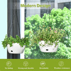 sungmor self watering hanging planter for indoor plants shown in use