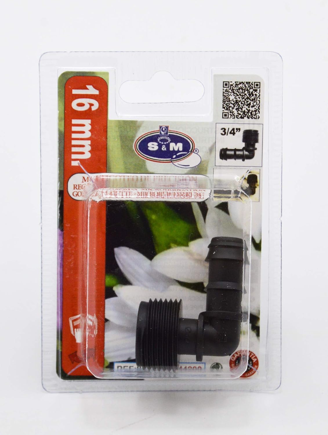 S&M 544200 Threaded Elbow 16mm x 3/4" Drip Irrigation, Black