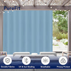 PureFit Outdoor Curtains for Patio Waterproof Weatherproof, UV Resistant Outside Curtains for Gazebo, Front Porch, Pergola, Sun Blocking Privacy Curtain, 150W x 84L inch, 1 Panel, Sky Blue