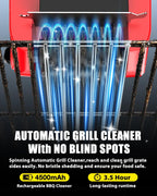 Electric BBQ Grill Brush, 800RPM Automatic Grill Cleaner for Outdoor Grill with 2-Speed & 20kg Torque–4500mAh Battery,LED Light for Night, No Bristle Drop Safe for Cast Iron Stainless,Gift for Men Dad