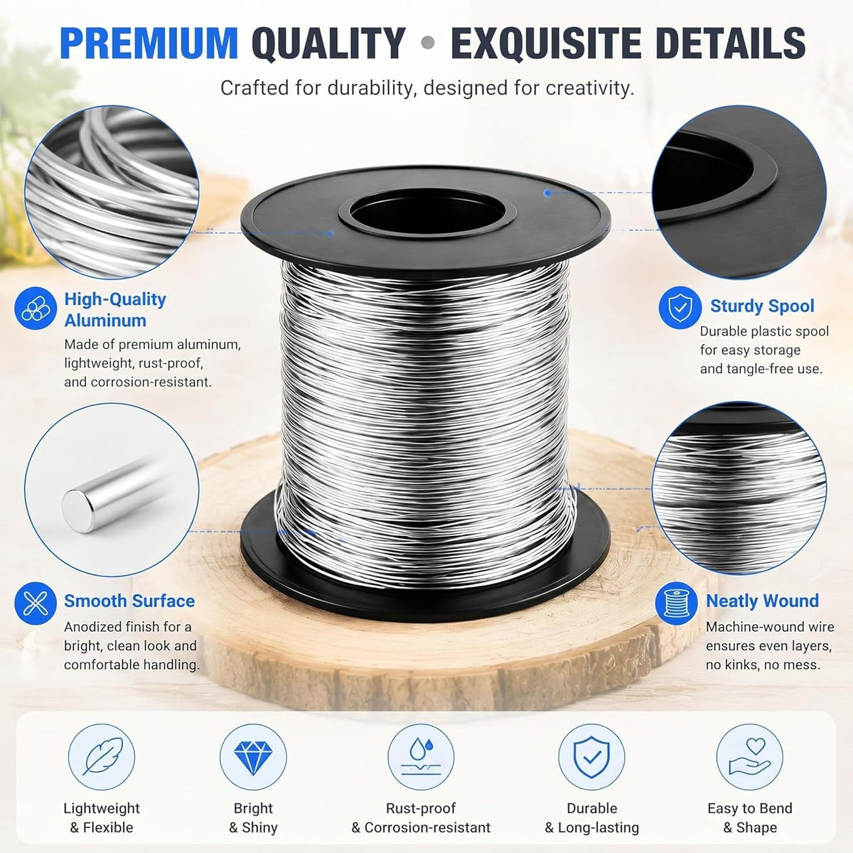 therwen 100ft 12 gauge stainless steel wire for, close-up detail