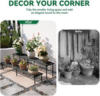Metal Plant Stand, Rust-proof Aluminum Flower Pot Stand, Heavy Duty Planter Display Shelving for Patio Balcony Garden Living Room Decorative (Black, 35.4 Inch)