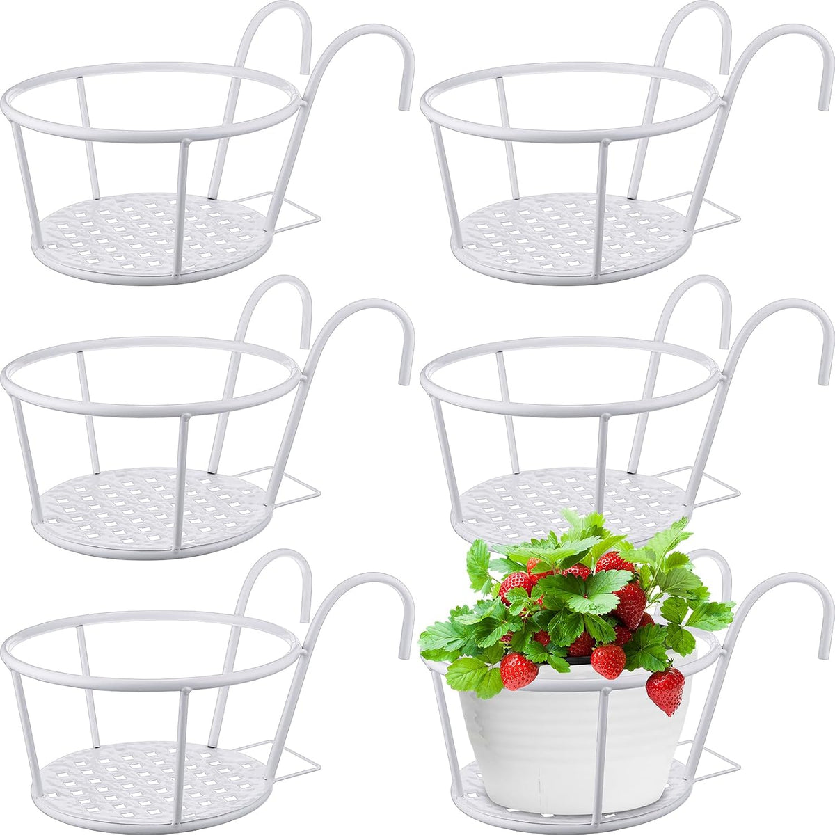 dandat 6 pcs 8.7'' railing plant holders metal, main product view