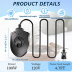Bird Bath Heater for Outdoors in Winter, 100W Birdbath Water Heater Submersible for Winter Full-Covered Aluminum, Heated Bird Bath Deicer Thermostatic Control for Yard Patio Small Pond(Black)