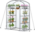 walk-in greenhouse with height-adjustable shelves, heavy duty green, main product view