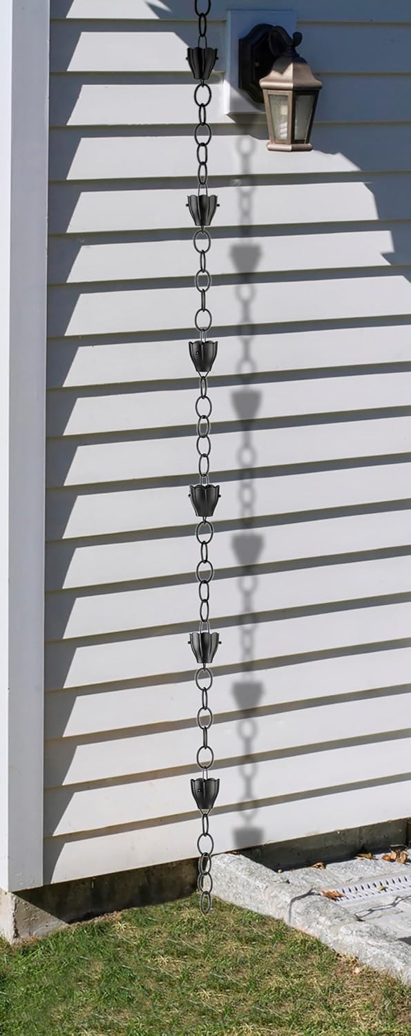 6 cup crocus black aluminum 8.5 ft. rain, side view