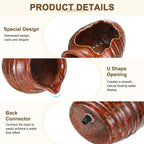 M METERXITY Ceramic Garden Fountain Spitter, Clay Pot Ecological Tank for Pond/Backyard Water Feature/Cave Waterfall/Landscaping, DIY Water Flow Jar Hydroponic Vase [5.5in, Iridescent Red]
