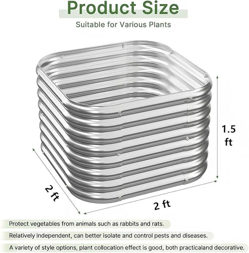 4 PCS Tall 2x2x1.5ft Galvanized Raised Garden Bed Outdoor, Metal Garden Bed for Vegetables, Above Ground Garden Box for Flower, Steel Raised Beds for Gardening