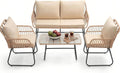 krofem 4-piece outdoor patio furniture set, natural/beige, main product view